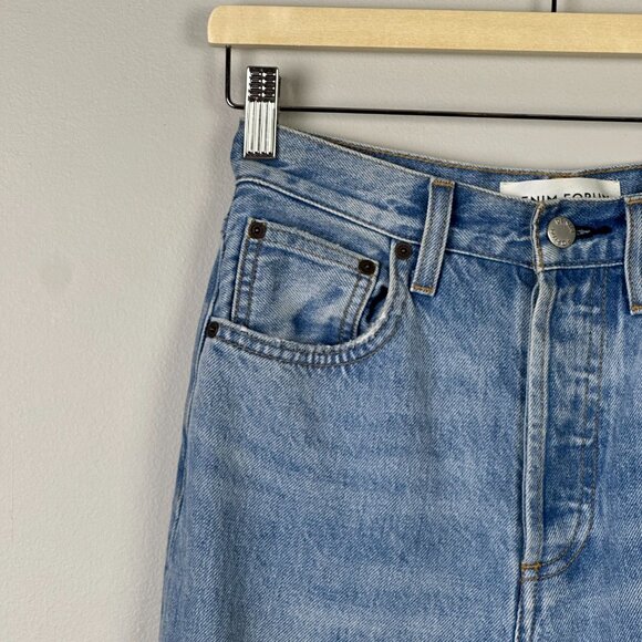 Denim Forum Joni High Loose Raw Hem Light Wash Jeans - Picture 3 of 11